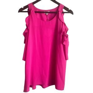 Umgee Women Top S Pink Ruffle Vibrant Girly Festival Vacay Resort Cruise NEW